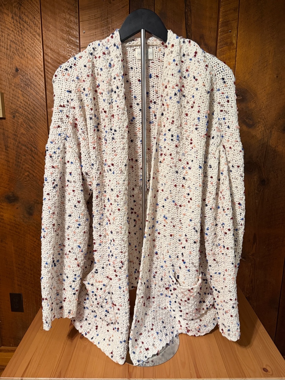 Jun & Ivy Francesca's Cream Confetti Chunky Open Stitch Cardigan Sweater XL